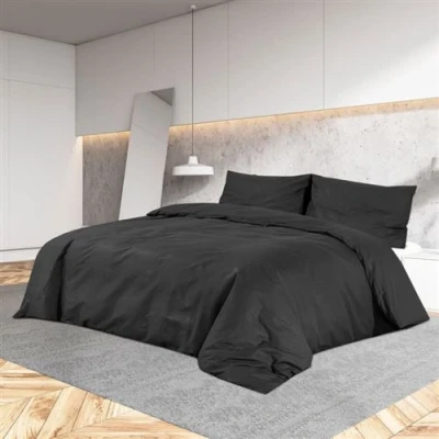 Afbeelding van VidaXL Dekbedovertrekset lichtgewicht 225x220 cm microvezel zwart