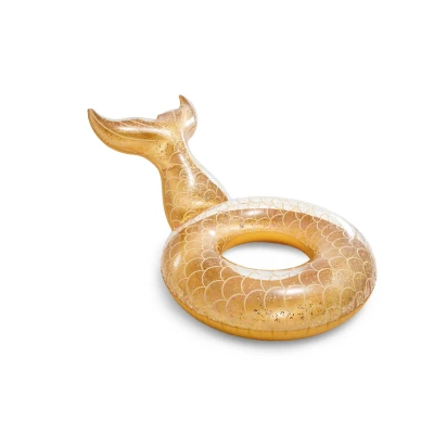 Afbeelding van Intex Zwemband Zeemeermin Glitter 147 x 79 cm Goud Vinyl Voor Kinderen vanaf 9 Jaar Opblaasbaar Zwembadspeelgoed Zwembad Accessoires