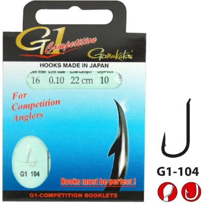 Afbeelding van Gamakatsu Onderlijnen G1 Competition haak 104 22cm (10 pcs) Maat : 16 0.10mm