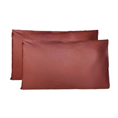 Afbeelding van Paar kussenslopen 100% Pure katoen 40x70 CM, Set van 2 Bed Kussen Stoffen Gemaakt in Italië, Tassluiting, Solid Color, Standaard Maat met Bordeaux