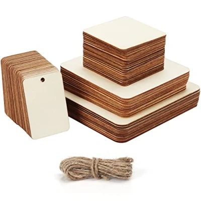 Afbeelding van Belle Vous Plank van onbehandeld hout (66 stuks) 4 maten houten platen met koord plaat voor kunst/creatieve projecten, schilderen, pyrografie en decoraties