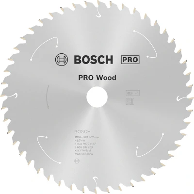 Afbeelding van Bosch Accessories 2608837703 Hardmetaal cirkelzaagblad 184 x 20 mm Aantal tanden: 48 1 stuk(s)