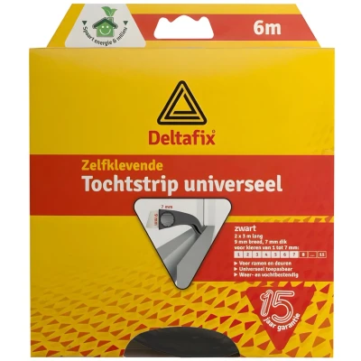 Afbeelding van Deltafix Tochtstrip tochtwering zwart zelfklevend universeel 6 m x 9 mm 7