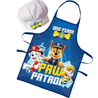 Afbeelding van Sorrisini Keukenschort voor kinderen, schort verstelbare koksmuts, kokskoksschorten koken, bakken, schilderen, 3 8 jaar Paw Patrol