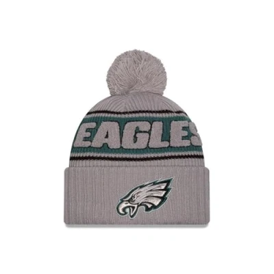 Afbeelding van NFL New Era Sideline 2024 Amerikaanse voetbal pomponmuts teamlogo beanie wintermuts grijs