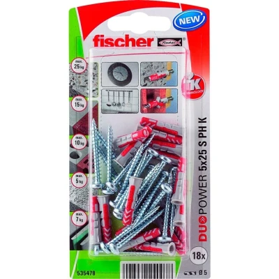 Afbeelding van Fischer Plug Duopower 5x25mm met bolkopschroef 18 stuks