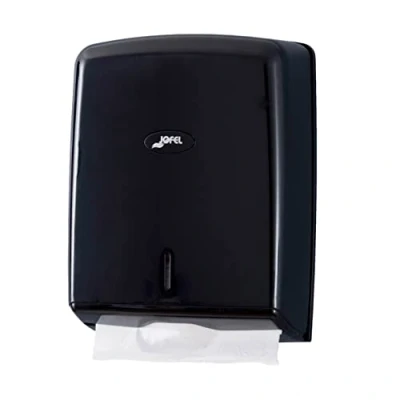 Afbeelding van Jofel Papierdispenser voor handen, gezichtshanddoeken, wanddrogerpapierdispenser, tot 600 Zig Zag doekjes, hygiënisch, ABS behuizing, Valor AH37600 MT, mat zwart