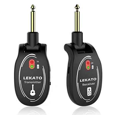 Afbeelding van LEKATO Oplaadbaar L6 draadloos gitaarsysteem, draadloze ontvangerzender, digitaal gitaarkabel, basgitaar jack kabel