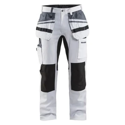 Image de Pantalon peintre stretch blanc/noir