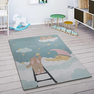 Afbeelding van Paco Home Kindervloerkleed Kinderkamer Speelkleed Babykleed Dieren Regenboog Hart 120x160 cm