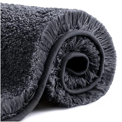 Afbeelding van Badmat, antislip, dik, absorberend, vloermat, ultrazacht, van microvezel, sneldrogend, machinewasbaar, 60 x 90 cm (zwart)