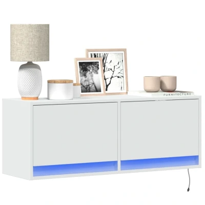 Afbeelding van Tv wandmeubel met LED verlichting 100x31x35 cm wit