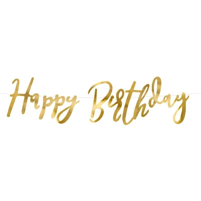 Afbeelding van PartyDeco Banner Happy Birthday Goud